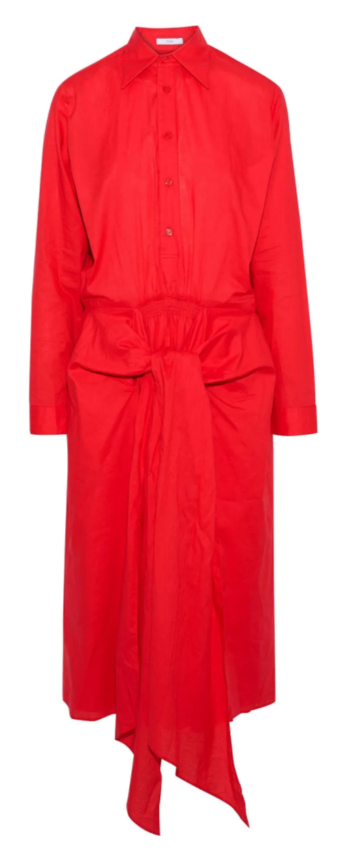 TOME Tie-front cotton-poplin midi shirt dress