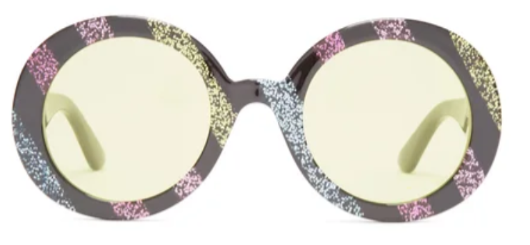 Gucci Glitter-stripe round acetate sunglasses