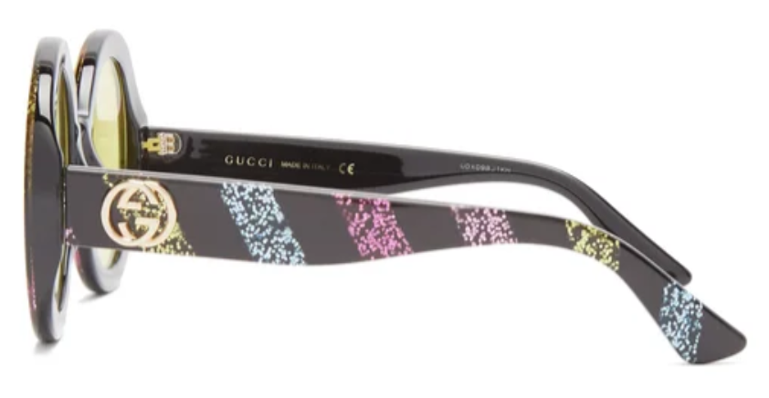 Gucci Glitter-stripe round acetate sunglasses